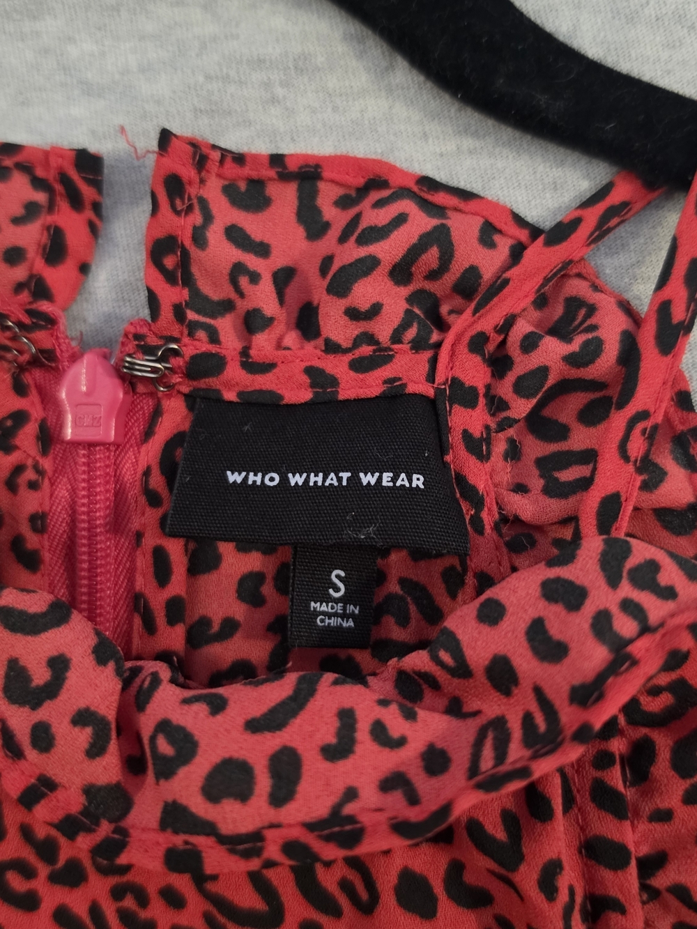 Who What Wear Red Leopard-Print Halter Midi Dress with Flared Hem - Picture 2 of 7